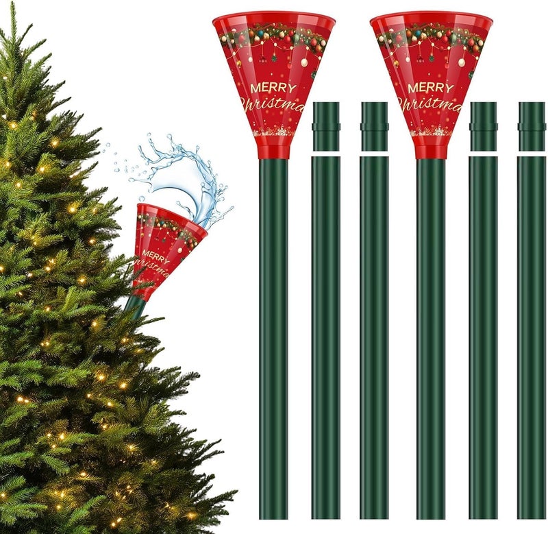 IPOOLTENG 2PCS Christmas Tree Watering Funnel 6 Tube 2 Funnels 75 Inch - 6 Section Plastic Christmas Tree Funnel, Long Funnels for Watering, Best Gifts for Your Parents to Water Tree - Image 1